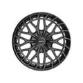 GLOSS BLACK BOLT ON COVER CAP WITH BLACK EMBLEM AND BRUSHED "MOTIV" LOGO FOR MOTIV 442